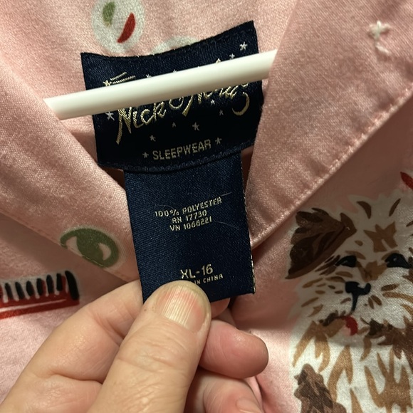 Nick and Nora pink puppy pajama top like new XL size 16 - Picture 2 of 3